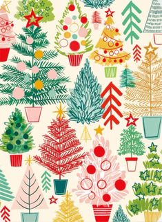 Holiday Patterns Wallpaper, Winter Christmas Illustration, Cute Christmas Tree Illustration, Vintage Christmas Tree Illustration, Christmas Print Pattern, Holiday Color Scheme, Holiday Illustration Christmas, Christmas Surface Pattern, Christmas Illustration Drawing