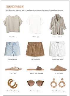 Casual Parisian Outfits Springtime, Business Dinner Outfit Night Summer, Outfit Ideas For Moms Summer, Chill Beach Aesthetic Outfits, Capsule Europe Summer, Beach Basics Outfits, Natural And Relaxed Outfits, Classy Florida Outfits, South Florida Style Fashion