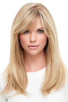 Lea by Jon Renau Wigs - Monofilament, Hand Tied, Human Hair Wig Bangs To The Side, Hair Side Bangs, Long Blonde Wig, Long Human Hair Wigs, Gold Blonde, Human Hair Color, Remy Human Hair Wigs, Frontal Hairstyles, Side Bangs