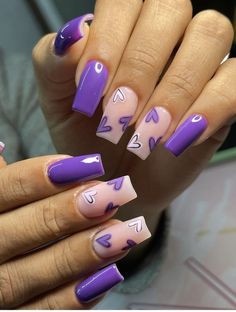 Spring Nails Black, Spring Nails Dip, Spring Nails Gel, Unghie Sfumate, Nails Dip, Gel Toe Nails, Fake Nails Designs, Lilac Nails, Purple Acrylic Nails