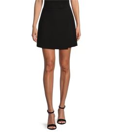 Gianni Bini Belle Stretch Suiting Coordinating Mini Faux Wrap Skirt | Dillard's Lined Mini Wrap Skirt For Night Out, Fitted Elastane Mini Skirt With Short Inseam, Fitted Mini Skirt With Short Inseam In Elastane, Fitted Mini Skirt For Party, Chic Short Skort With Side Zipper, Fitted Pleated Mini Skirt, Fitted Mini Wrap Skirt With Lining, Chic Lined Mini Wrap Skirt, Chic Fitted Elastane Skort