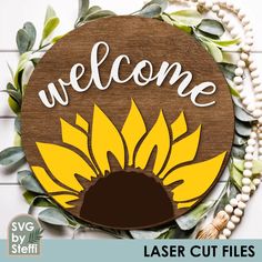 a wooden sign that says, welcome laser cut files