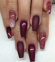 Trendy Nails Colors For Dark Skin Sns Ideas #nails Colored Nails Acrylic, Dark Colored Nails, Nails Maroon, Maroon Nail Art, Maroon Nail Designs, Maroon Nails, Holiday Nail Designs, Acrylic Design, Super Nails