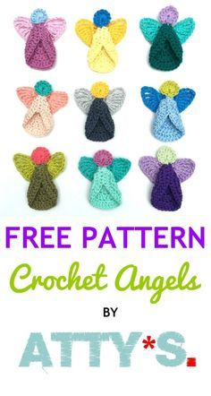 free crochet angel pattern with the text,'free pattern crochet angels by atyps '