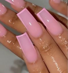 Gender Reveal Nails Ideas Acrylic Short, Pink Gender Reveal Nails, Basic Nails With Gems, Pink And Blue Nails Gender Reveal, Gender Reveal Nails Ideas Acrylic, Basic Pink Nails, Gender Reveal Nails Ideas, Translucent Pink Nails, Reveal Nails