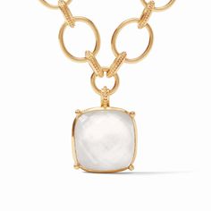 Catch the light and turn heads everywhere you go with the luminous pendant anchoring this elaborately elegant chain. Clear Crystal Necklace, Julie Vos, Gold Statement Necklace, Stone Necklace, Semi Precious Gemstones, Clear Crystal, Jewelry Care, Crystal Necklace, Ring Shopping