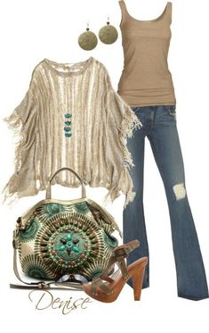 Stile Boho Chic, Estilo Hippie, Mode Inspiration, Hippie Style, Ripped Jeans