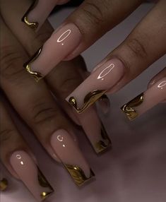 Nails With Gold, Valentine Nails, Dope Nail Designs, Acrylic Nails Coffin Pink, Unique Acrylic Nails, Pink Acrylic Nails