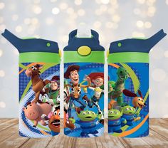 the toy story water bottle is designed to look like it's from disney and pixa