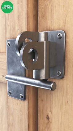 an image of a door handle on a wooden door