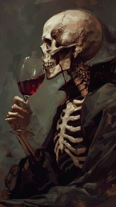 Skeleton Painting Aesthetic, Skeleton Art Aesthetic Dark, Skeleton Art Dark, Skeleton Drinking Wine, Skeleton Art Drawing, Skeleton Painting, Skeleton Wallpaper, Skeleton Drinking