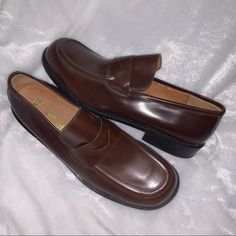 Reposhing This Item I Purchased From @Fancifulcouture. Loved It, But Ready To Rotate For Something New. Questions? Leave A Comment Below! Brown Leather Bench, Leather Bench, Penny Loafer, Penny Loafers, Slip Ons, Loafer Shoes, Something New, Penny, Size 16