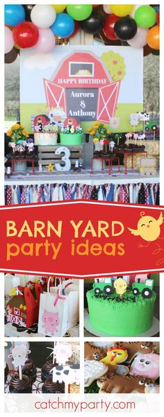 barn yard party ideas with farm animals and balloons