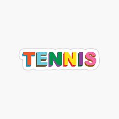 the word tennis in multicolored letters sticker