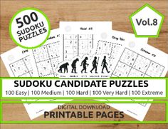 sudoku puzzles for children and adults to play on the table with their own printable pages