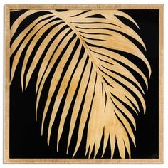 a palm leaf on a black background