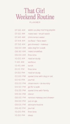 Day Off Morning Routine, Schedule For Weekends, Things To Add To Your Daily Routine, Good Weekend Morning Routines, Productive Day Checklist, Self Care Day Schedule, Cute Morning Routine List, Morning Planning Routine, That Girl Summer Day Routine