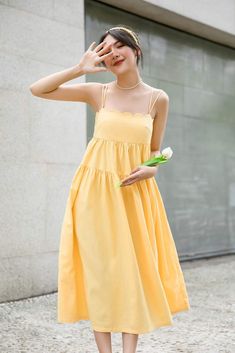 Simple Long Dress, Women Casual Dress, Korea Dress, Modest Casual Outfits, Casual Frocks, Cotton Frocks