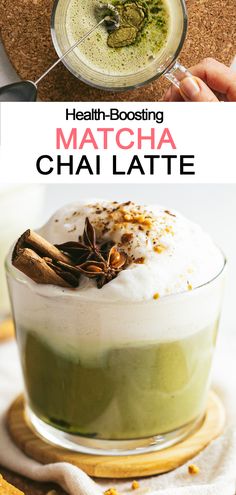 matcha chai latte Macha Green Tea Latte, Matcha Chai Latte Recipe, Chai Matcha Latte, Matcha Coffee Latte, Easy Matcha Latte, Healthy Matcha Latte, Matcha Tea Latte Recipe, Sweet Matcha Latte Recipe, Warm Matcha Latte