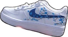 Brown Air Force Ones, Blue Nike Air Force, Blue Sakura, Blue Air Jordan 1, Sneakers Air Force, Custom Air Jordan 1, Jordan 1 Mids, Blue Blossom, Nike Air Force 1s