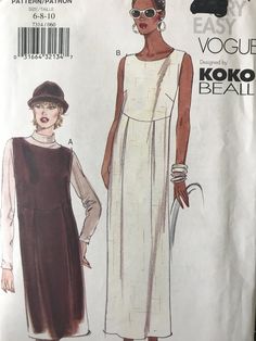 a woman in a dress and hat is standing next to a sewing pattern for a women's dress