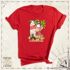 Christmas Shirt, Mele Kalikimaka Tees, Surfer Santa Hawaii Christmas Shirts, Christmas Beach Party Shirt, Tropical Christmas Gift Shirt Christmas Shirt - Celebrate the holiday season with a tropical twist in our vibrant Christmas Shirt! This festive tee brings the warmth of the islands to your winter wardrobe with a fun "Mele Kalikimaka" design, perfect for those who love a bit of sun, even in December. Whether you're attending a Christmas beach party or just want to spread some island cheer, th Christmas Beach Party, Christmas Palm Tree, Hawaii Christmas, Santa Tee, Christmas Beach, Hawaiian Christmas, Handmade Shirts, Tropical Christmas, Tropical Twist