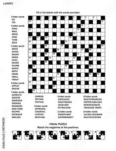 the new york times crossword puzzle is shown in this black and white photo - stock image