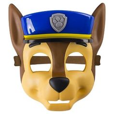 a dog mask with a police hat on it