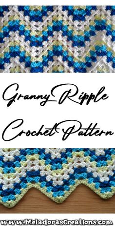 granny's ripple crochet afghan pattern with the words grannys ripple on it