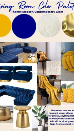 living room color palette with blue and yellow