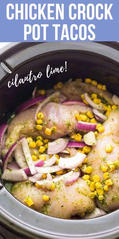 chicken crock pot tacos in an instant pressure cooker with text overlay