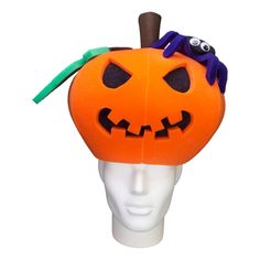 This Jack o Lantern Hat will definitely make you stand out at your next Party, Hora Loca, Wedding, Corporate Event, Birthday, Quinceanera, or Halloween Party! It can be used as a wedding hats, top hats, photo booth props, or a party favor. Halloween Costume Party Cap, Halloween Party Costume Cap, Themed Halloween Costume Cap Accessories, Themed Halloween Costume Cap, Novelty Hats For Costume Party And Carnival, Novelty Hats For Carnival Costume Party, Playful Adjustable Costume Accessories For Halloween, Playful Halloween Costume Hat, Fun Halloween Party Hat Supplies