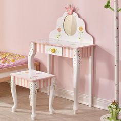 Bring your little one’s imagination to life with the Fantasy Fields by Teamson Kids Princess & Frog Play Vanity & Stool Set. Equipped with storage and a mirror, this make-believe makeup vanity for children is entertaining, fosters creativity, and encourages safe play. Made from solid wood, this durable pink and white vanity playset supports up to 100 lbs. Teamson is a global lifestyle home designs brand bringing joy into every home through beautiful, quality pieces made for stylishly comfortable Princess And Frog, Kids Vanity Set, Fantasy Fields, Princess Frog, Lobby Seating, Frog Theme, S Table, Mirror Stool, Kids Stool