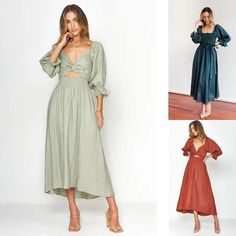 ⛱Go Vacay this summer!😍Women's extra long summer dress, featuring an elasticated high waist, seven quarter sleeves and a lace-up design. Stylish and elegant, ruffle hem flowy dress.😍This summer dress can be easily dressed up or down and is perfect for pairing with summer sandals, heels and elegant earrings for a more feminine and glamorous look.😍This women's maxi dress is perfect for spring, summer, autumn, everyday casual, cocktail parties, dates, parties, beaches, weddings, clubs, holidays. Billowy Lantern Sleeve Maxi Dress For Spring, Summer Flowy Lantern Sleeve Midi Dress, Summer Brunch Dress With 3/4 Sleeves, Long Sleeve Ruched Maxi Dress For Summer, Summer Lantern Sleeve Midi Dress For Brunch, Summer Long Sleeve Midi Dress, Summer Midi Dress With Lantern Sleeves For Brunch, Solid Color Long Sleeve Summer Midi Dress, Solid Long Sleeve Summer Midi Dress