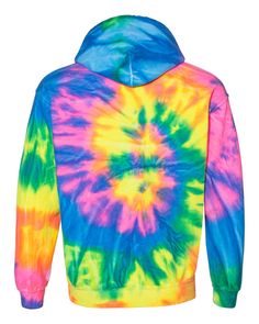 Blended Hooded Sweatshirt - FLO RAINBOW - XL | Dyenomite Blended Hooded Sweatshirt in Flo Rainbow Size XL | Cotton Polyester Rainbow Roses, Red Crystals, Pastel Rainbow, Black Crystals, Royal Blue, Hooded Sweatshirts, Tie Dye, Black And Red, Rainbow