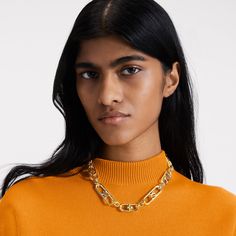 LOUIS VUITTON® - My Lv Chain Necklace - Gold Louis Vuitton Chain, Lv Necklace Louis Vuitton, Louis Vuitton Chain Necklace, Louis Vuitton Necklace Silver, Louis Vuitton Necklace Lock, Louis Vuitton Official, Brass Chain, Chain Link, Chain Bracelet