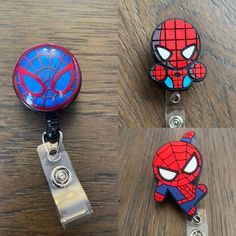 Spider superhero character badge design made of soft plastic.  Blue spider face glass looking dome with beautiful color is made of plastic.  Attached to alligator style retractable badge reel. We can place on slide belt style clip if you like. Please add note or send message.  We have more spider-man badges please see other listings.  TERMS AND CONDITIONS By purchasing this item, you acknowledge that you have read the listing description in full and that you agree to my shop policies. We also ha Spider Face, Reel Ideas, Work Badge, Superhero Characters, Book Markers, Belt Style, Badge Design, Nurse Badge