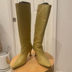 By Far Stevie Leather Knee-High Boots. Dust Bag Included. Rare Color, No Longer In Production. In Excellent Condition. Heel Height: 8 Cm Pull-On Design Paid $740 Knee High Leather Boots, Shoes Heels Boots, Knee High Boots, Knee High, Shoes Women Heels, Heeled Boots, Womens Boots, Dust Bag, Heel Height