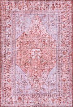 Nile Gila Machine Washable Vintage Bohemian Medallion Oriental Red Flat-Weave Distressed NIL-10 | Well Woven