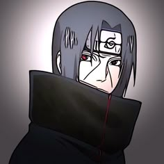 an anime character with grey hair and red eyes wearing a black hoodie looking at the camera