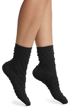 Tonal dots are knit into these classic crew socks for texture and dimension, and a hint of combed cotton adds extra softness. Polyester/cotton/spandex Machine wash, tumble dry Imported Liquid Satin, Cashmere Socks, Sheer Socks, Dot Texture, Style Guru, Designer High Heels, Sheer Tights, Fishnet Tights, Cozy Fits