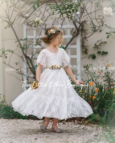 Ivory Flower girl dress Tulle flower girl dress country | Etsy Country Flower Girls, Bohemian Flower Girl Dress, Bohemian Flower Girl, Flower Girl Dresses Country, Floral Hair Wreath, Ivory Flower Girl Dress