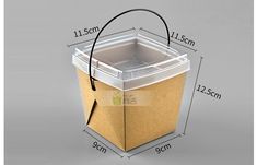 an image of a plastic container with measurements