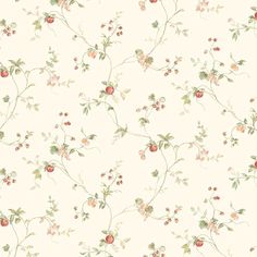 a wallpaper with flowers and leaves on it