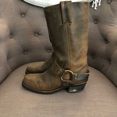 Great Boots! Good Condition Rustic Leather Moto Boots With Snip Toe, Rustic Moto Boots With Snip Toe For Fall, Rustic Snip Toe Moto Boots For Fall, Rustic Moto Boots With Leather Sole For Fall, Fall Moto Boots In Oiled Leather, Oiled Leather Moto Boots With Leather Sole For Fall, Fall Moto Boots With Oiled Leather, Rustic Oiled Leather Moto Boots With Snip Toe, Rustic Moto Boots With Leather Footbed And Snip Toe