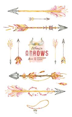 watercolor arrows and other decorative elements