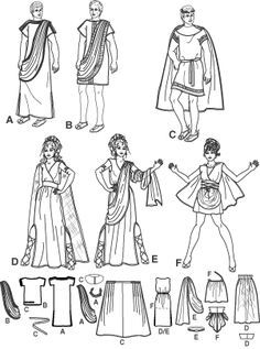 an old fashion pattern for men and women in ancient greek costumes, from the early 20th century