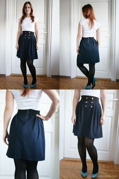 34 DIY Clothes for Winter https://diyjoy.com/diy-clothes-winter/ Pleated Skirt Tutorial, Free Skirt Pattern, Navy Pleated Skirt, Diy Skirts, Skirt Tutorial, Diy Skirt, Winter Skirt, Fashion Project, Outfit Trends