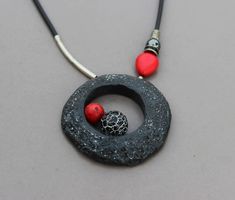 Abstract Black pendant Polymer clay jewelry Modern black | Etsy Artisan Black Round Necklace, Black Artisan Round Necklace, Artisan Black Round Pendant Jewelry, Black Necklaces With Unique Variations As Gifts, Black Necklace With Unique Variations For Gift, Red Polymer Clay Necklace For Gift, Unique Black Resin Jewelry, Black Amulet Necklace With Large Pendant, Unique Black Necklace With Large Pendant