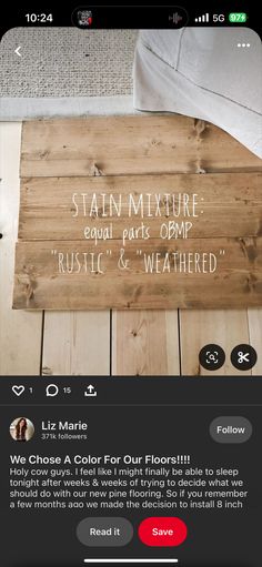 an image of a wooden sign that says stain mixture paint and opp rustic & weathered